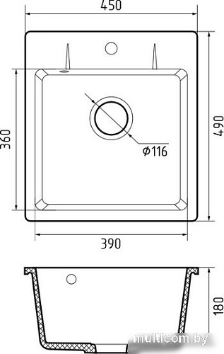 Кухонная мойка GranFest QUARZ GF-UR-245 (серый)