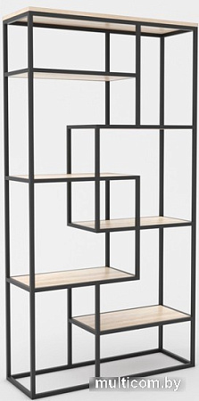 Стеллаж Hype Mebel Зиг-Заг-2 120x200 (черный/древесина белая)