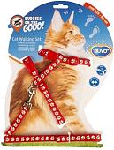 Шлея Duvo Plus Белые лапки 11208/red (красный)