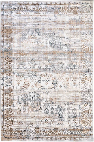 Ковер для жилой комнаты Radjab Carpet Бьянка Прямоугольник D008A 10632RK-B (4x6, Cream Shirink/Blue Fdy)