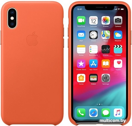 Чехол Apple Leather Case для iPhone XS (теплый закат)