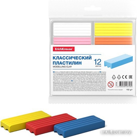 Пластилин Erich Krause Basic 53756 (12 цв)
