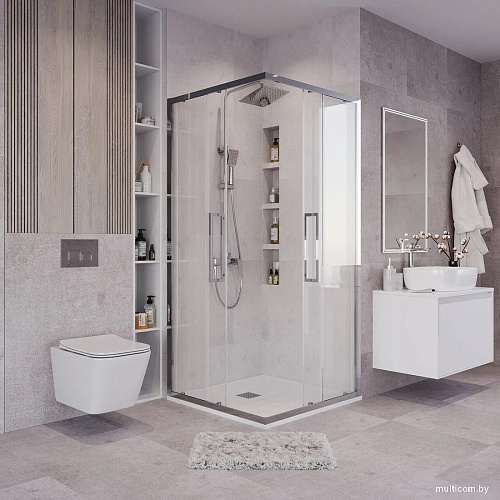 Душевой уголок Grossman Cosmo 90x90x195 300.K33.02.9090.32.00 (золото сатин/прозрачное стекло)