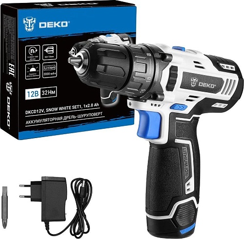 Дрель-шуруповерт Deko DKCD12V Snow White Set1 083-1106 (с 1-им АКБ)