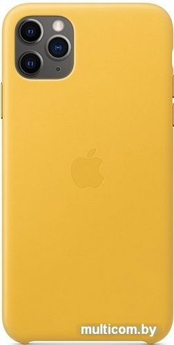 Чехол Apple Leather Case для iPhone 11 Pro Max (лимонный сироп)