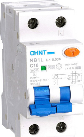 Дифференциальный автомат Chint NB1L 1P+N C6 30mA AC 10kA 203104