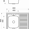 Кухонная мойка AKS Накладная 80x60 левая (полированная)