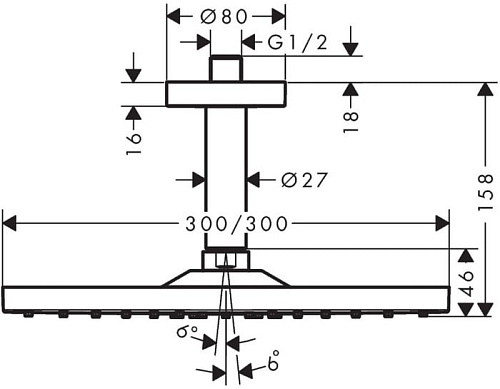 Верхний душ Hansgrohe Raindance E 300 1jet 26250000