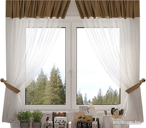 Комплект штор Legrand Софт-Вуаль 1.35x1.6 м 58091388 (2шт, латте)