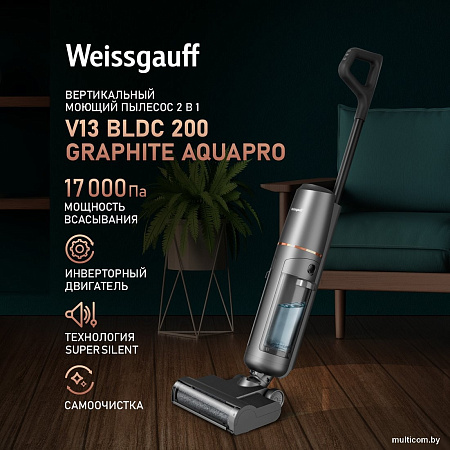 Пылесос Weissgauff V13 BLDC 200 Graphite AquaPro