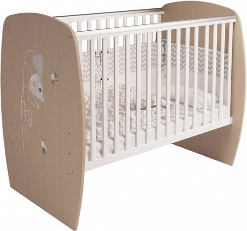 Детская кроватка Polini Kids French 700, Amis (белый/дуб пастельный)