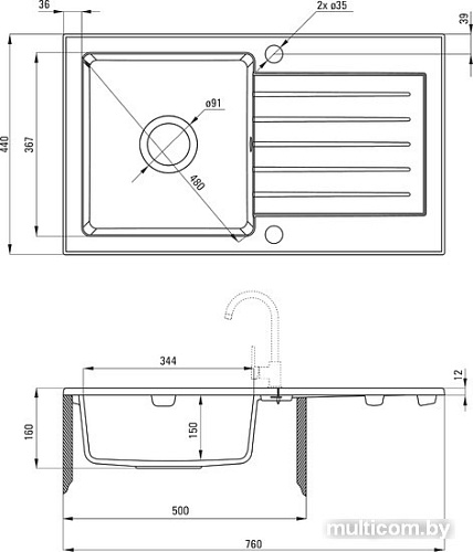 Кухонная мойка Deante Zorba ZQZ 1113 (шампань)
