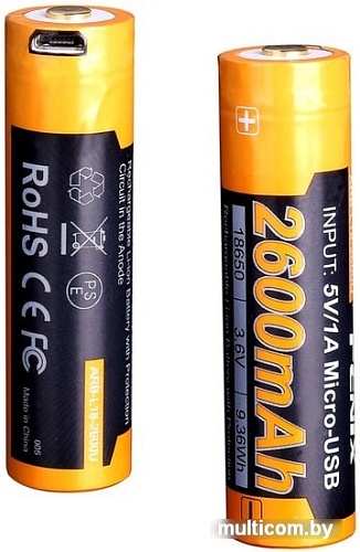 Батарейки Fenix 18650 Li-Ion 2600mAh Micro USB