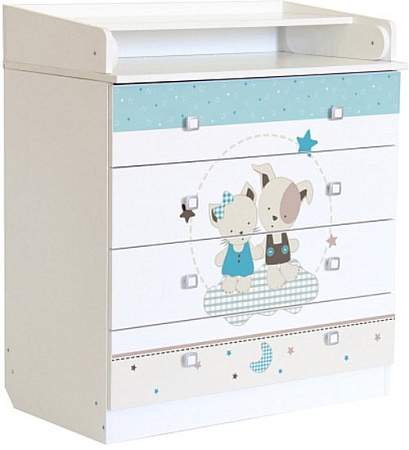 Детский комод Polini Kids Simple 1580 Лучшие друзья (белый)