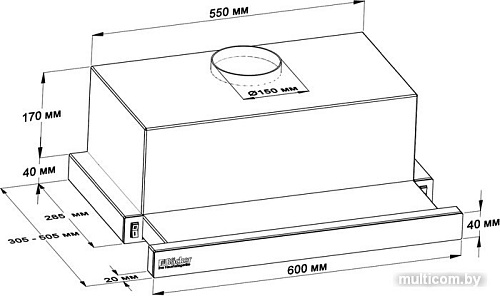 Кухонная вытяжка Backer TH60L-2F100-BG