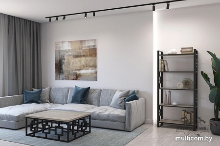 Стеллаж Hype Mebel Квадро 80x170 (черный/дуб галифакс олово)