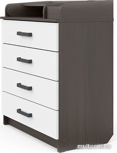 Детский комод Атон Мебель Marvin (бодяга темный/белый)