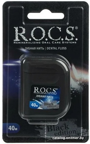 Зубная нить R.O.C.S Black Edition расширяющаяся 40 м