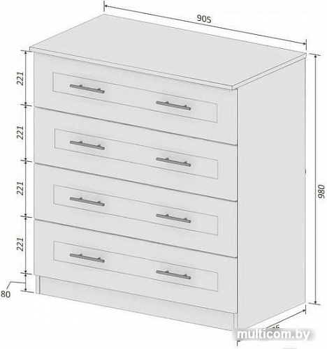 Комод Кортекс-мебель Рио 90-4ш (венге светлый/фараон)