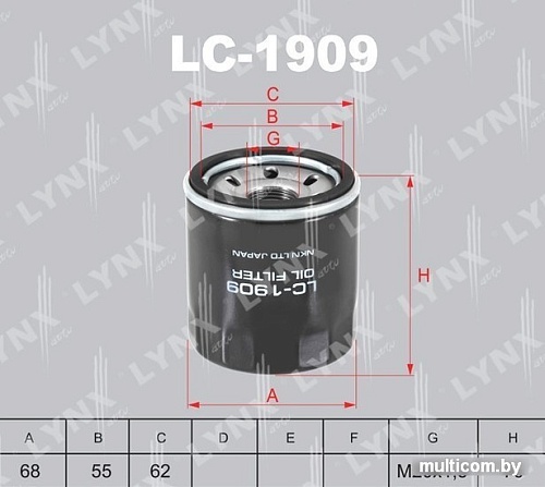 Масляный фильтр LynxAuto LC-1909