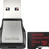 Карта памяти SanDisk Extreme Pro microSDXC 128GB + кардридер [SDSQXPJ-128G-GN6M3]