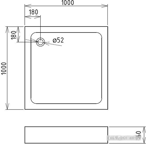 Душевой поддон Gemy ST16T 100x100