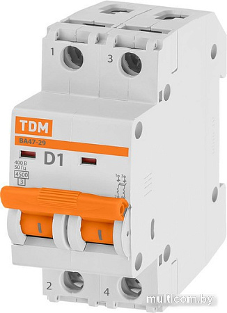 Выключатель автоматический TDM Electric ВА47-29 2Р 1А SQ0206-0148