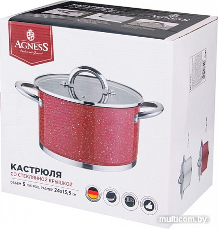 Кастрюля Agness Red Marble 937-324