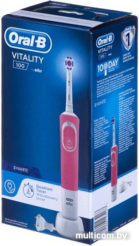 Электрическая зубная щетка Braun Oral-B Vitality 100 3D White D100.413.1 (розовый)