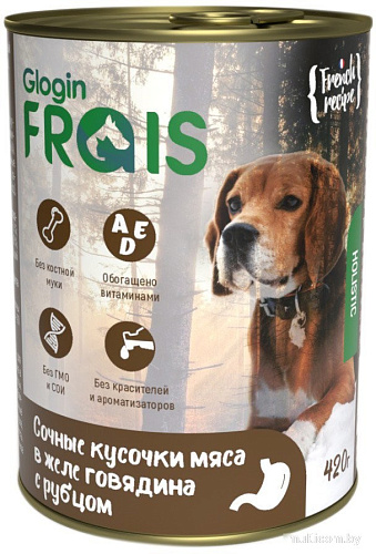 Сухой корм для собак Frais Holistic Dog мясные кусочки с говядиной и рубцом в желе (420г)