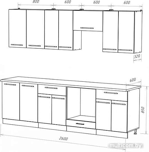 Кухня Кастанье Марта 2.6 (серый пыльный)