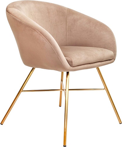 Стул с подлокотниками AksHome Amur (светло-коричневый велюр/золото)