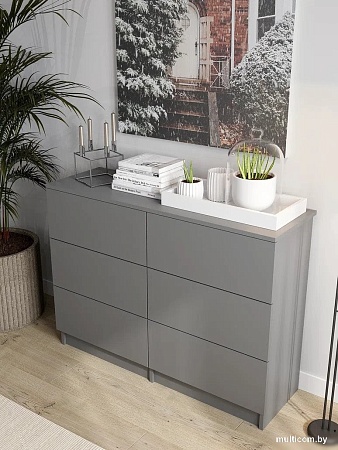Комод Горизонт Нео 1050 6 ящиков (серый графит)