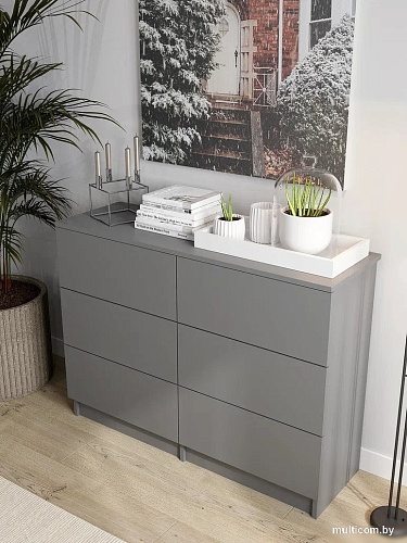 Комод Горизонт Нео 1050 6 ящиков (серый графит)