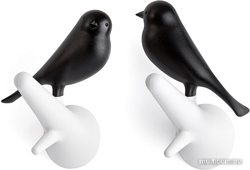 Крючок для одежды Qualy Sparrow QL10067-WH-BK (2 шт, белый/черный)