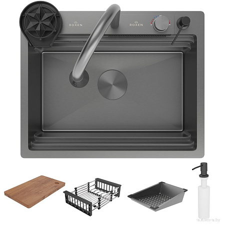 Кухонная мойка Roxen Stage Plus 560250-60B многофункциональная 8 в 1 (60*48/графит)