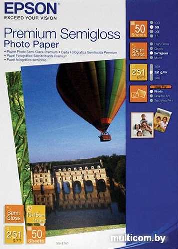 Фотобумага Epson Premium Semigloss Photo Paper 10х15 50 листов (C13S041765)