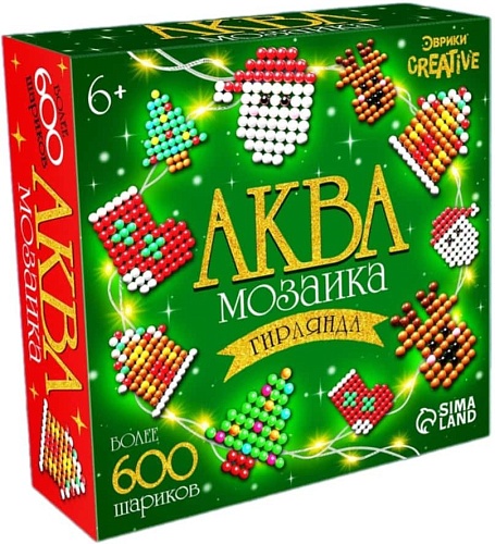 Развивающая игра Эврики Аквамозаика. Новогодняя гирлянда 10346769