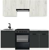 Готовая кухня ВерсоМебель Эко-1 1.9 (дуб крафт белый/антрацит/ст.мрамор итальянский)