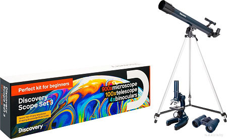 Детский микроскоп, телескоп, бинокль Levenhuk Discovery Scope 3 с книгой 77822
