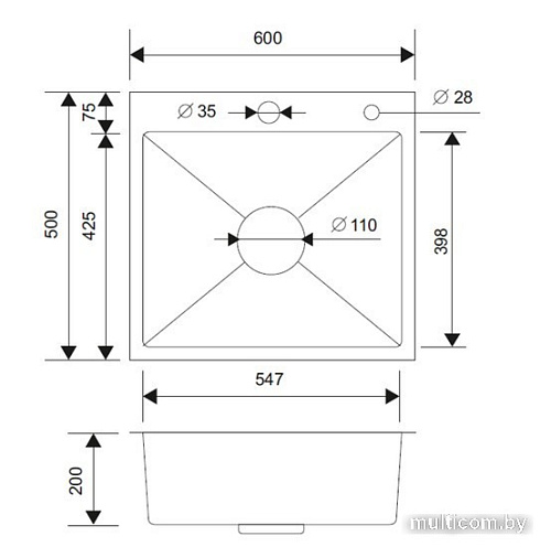 Кухонная мойка РМС MR-6050 (с корзиной и дозатором)