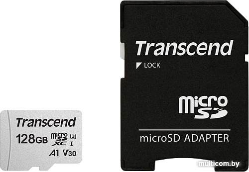 Карта памяти Transcend microSDXC 300S 128GB + адаптер