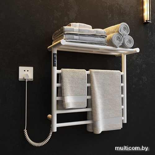 Полотенцесушитель Maxonor PL-TRE03-55-5-8 с полкой (белый, подключение слева)