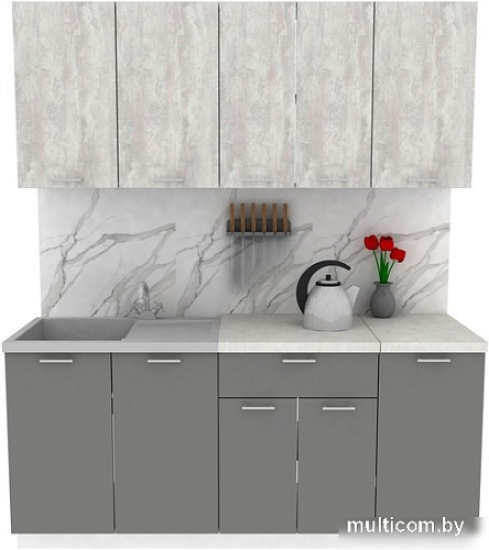 Готовая кухня ЭлиГард Lion 1.8 (ледяное дерево/дымчатый алмаз/королевский опал)