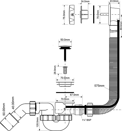 Сифон McAlpine MRB2C-PB