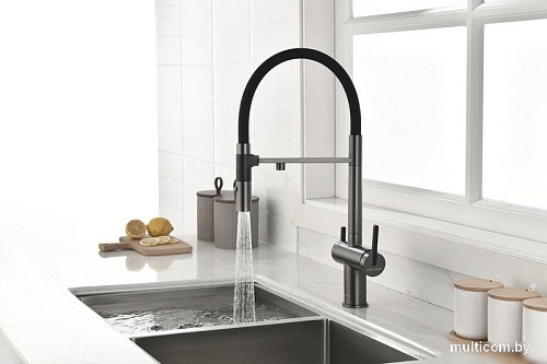 Смеситель Paulmark Gravity Gr213888-GM (черный/вороненая сталь)