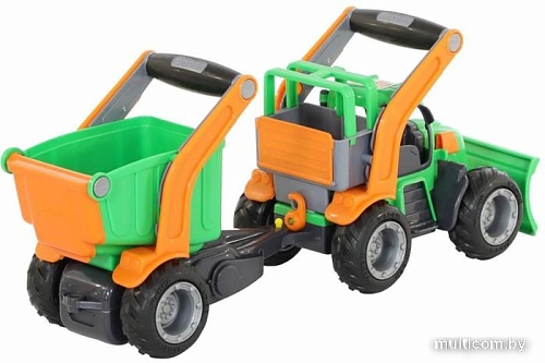 Полесье ГрипТрак Трактор снегоуборочный с полуприцепом 37381