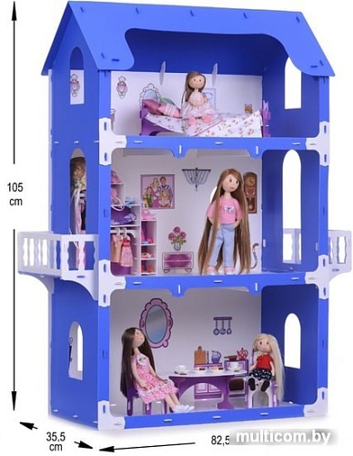 Кукольный домик Krasatoys Екатерина с мебелью 000262 (белый/синий)