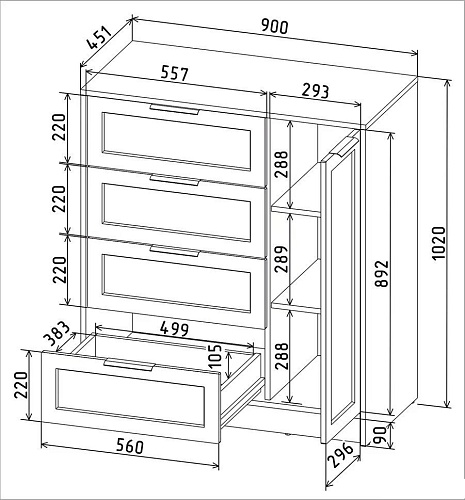Тумба Интерлиния Концепт Тренд КТ-Т90 (дуб золотой/серый)