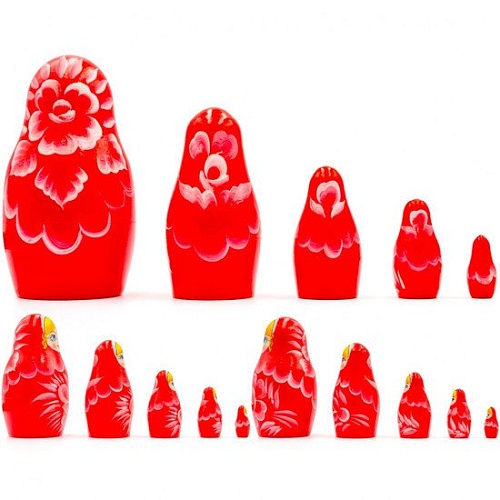 Развивающая игра Брестская Матрешка Красная с цветами (набор 5 шт)